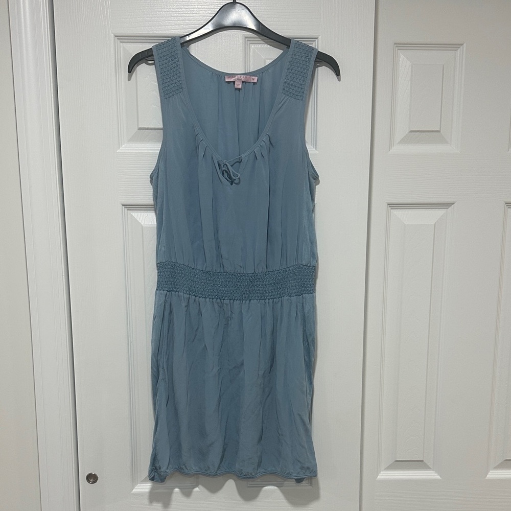 Blue Sleeveless Silk Dress